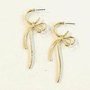 Gold Bow Hoop Earrings